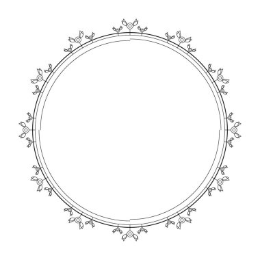 Yaprak Yaprakları Çerçeveli Soyut Siyah Basit Çizgi Yuvarlak Çemberi Çerçeveler Çerçeveler Karalama Element Tasarım Vektörü Tasarım Tasarım Tasarımı Çizimi Düğün ve Sancak için Ayırımlandırılmış Çizim