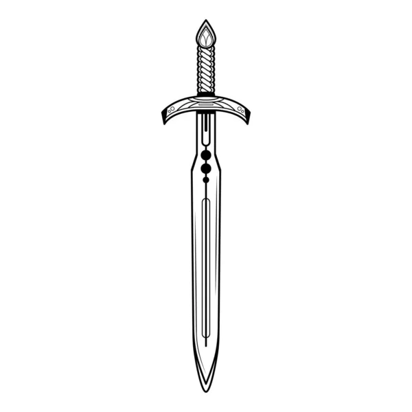 Abstract Black Simple Line Metal Sword Blade Weapon Doodle Outline — стоковый вектор