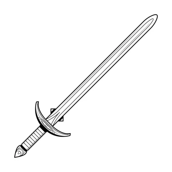 Abstract Black Simple Line Metal Sword Blade Weapon Doodle Outline — стоковый вектор