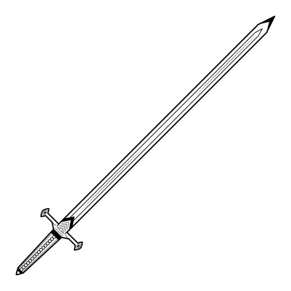 Abstract Black Simple Line Metal Sword Blade Weapon Doodle Outline — стоковый вектор