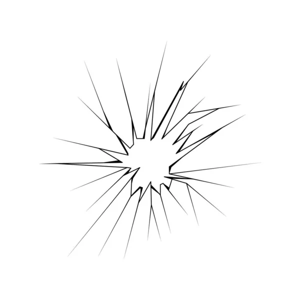 Línea Simple Negra Cristal Roto Grietas Doodle Destrozado Elemento Contorno — Archivo Imágenes Vectoriales