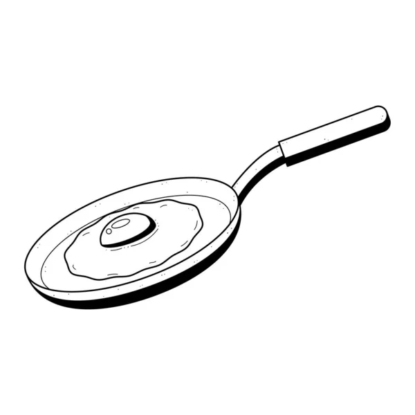 Poêle Frire Cuisine Dessinée Main Abstraite Avec Oeufs Brouillés Repas — Image vectorielle