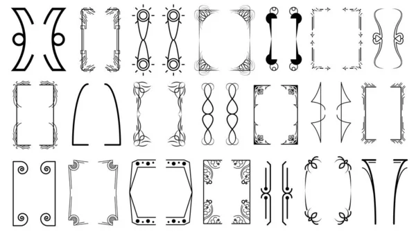 Set Black Simple Line Collection Diferentes Soportes Doodle Paréntesis Braces — Vector de stock