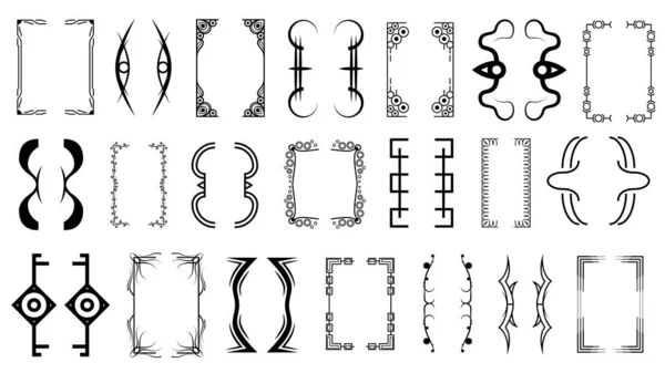 Set Black Simple Line Collection Diferentes Soportes Doodle Paréntesis Braces — Vector de stock