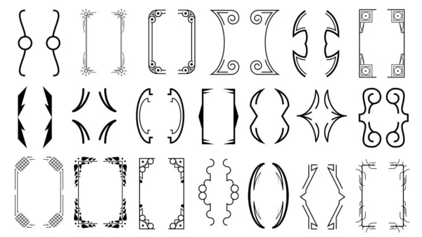 Set Black Simple Line Collection Diferentes Soportes Doodle Paréntesis Braces — Archivo Imágenes Vectoriales