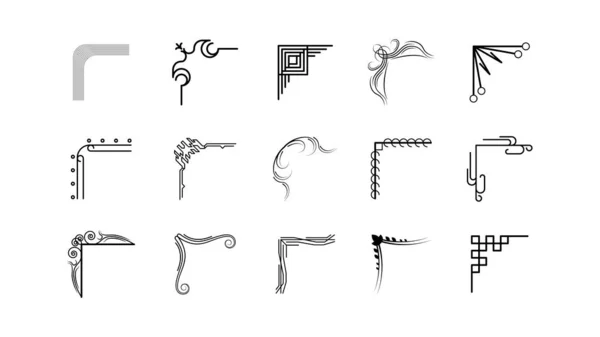 Büyük Set Siyah Basit Çizgi Çerçeve Koleksiyonu Doodle Meydanı Çiçek Çerçeve Elementleri Vektör Tasarım Tasarım Tasarımı Çizimi Banner İçin İzole Resimler
