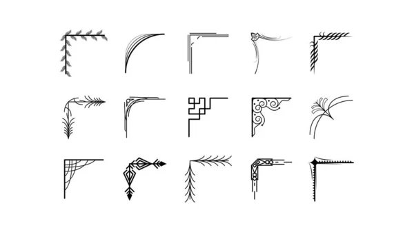 Büyük Set Siyah Basit Çizgi Çerçeve Koleksiyonu Doodle Meydanı Çiçek Çerçeve Elementleri Vektör Tasarım Tasarım Tasarımı Çizimi Banner İçin İzole Resimler