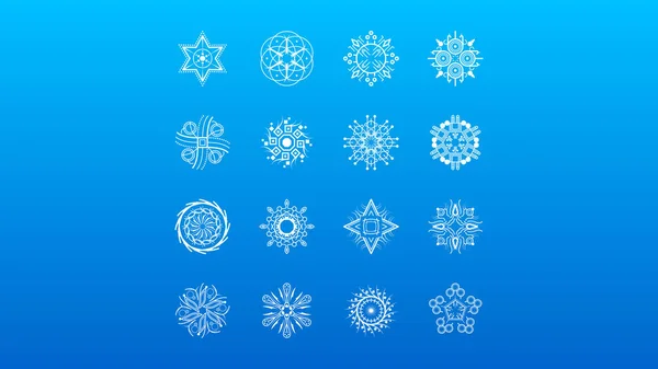 Set White Citon Line Snowflake Зимнее Украшение Elements Vector Design — стоковый вектор