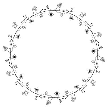 Yaprak Yaprakları Çerçeveli Soyut Siyah Basit Çizgi Yuvarlak Çemberi Çerçeveler Çerçeveler Karalama Element Tasarım Vektörü Tasarım Tasarım Tasarımı Çizimi Düğün ve Sancak için Ayırımlandırılmış Çizim