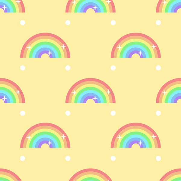 Patrón Sin Costura Abstracto Doodle Rainbow Naturaleza Cielo Tela Fondo — Vector de stock