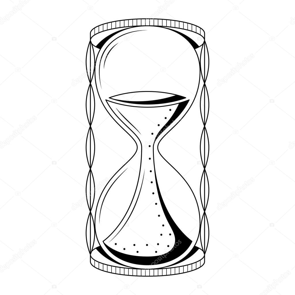 Abstract Hand Drawn Hourglass Time Clock Sand With Sand Doodle Concept Vector Design Outline Style On White Background Isolated Outline