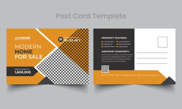 Real Estate Postkaart Ontwerp Vector Template Modern Elegant Postkaart Voor — Stockvector