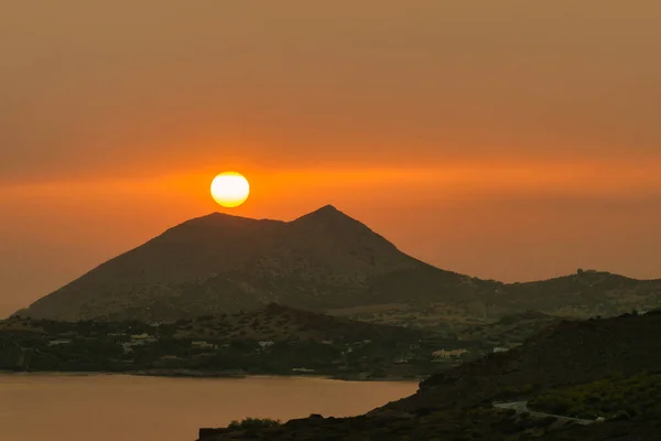 Famous Sunset Sounio Greece — стоковое фото