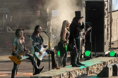 Atina, Yunanistan 6 Temmuz 2022. Alice Cooper grubu ile Yunanistan 'da gösteri.