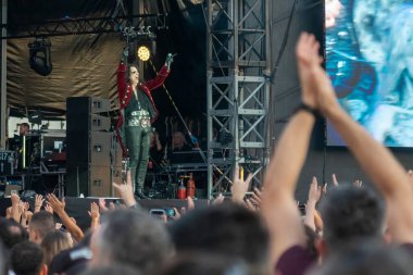 Atina, Yunanistan 6 Temmuz 2022. Rock efsanesi Alice Cooper sahnede.