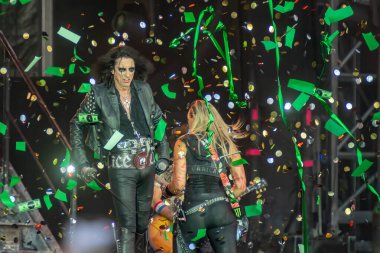 Athens, Greece 6 July 2022. Alice Cooper performing on stage in Greece with his rock band.