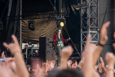 Atina, Yunanistan 6 Temmuz 2022. Efsane rockçı Alice Cooper sahnede.