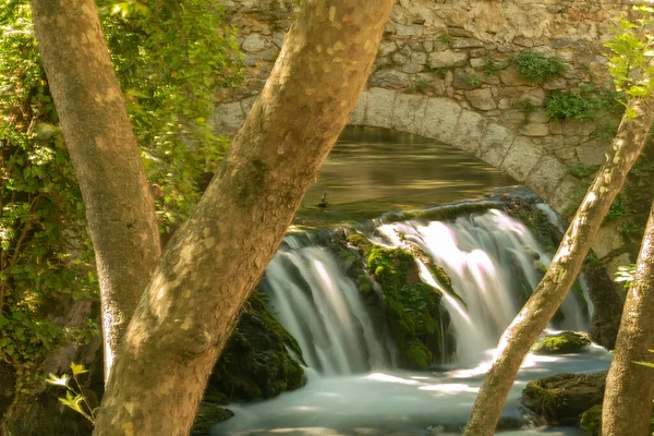Водопад Крии Ливадии Греции Длительное Воздействие — стоковое фото