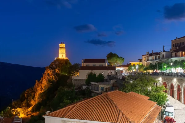 Town of Arachova in Greece during night. A famous touristic destination.