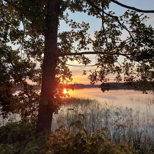 Piękny Zachód Słońca Jeziorze — Zdjęcie stockowe