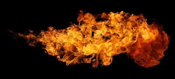 Πυρκαγιά Και Πυρσός Που Απομονώνεται Μαύρο Φόντο Για Χρήση Γραφιστικής — Φωτογραφία Αρχείου
