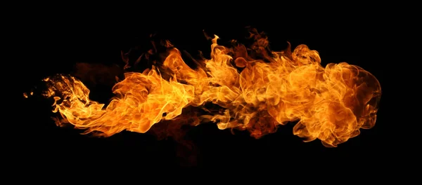 Torche Feu Flamme Brûlante Isolée Sur Fond Noir Pour Conception — Photo