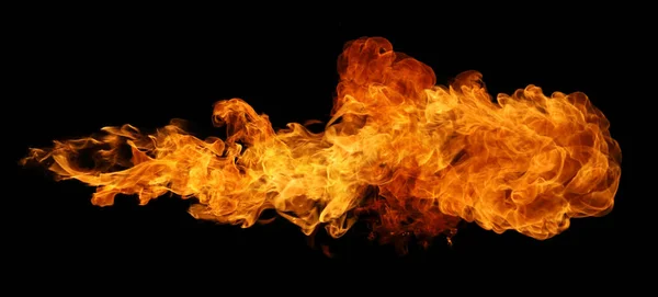 在黑色背景上隔离的火灾和燃烧火焰火炬 用于图形设计 — 图库照片