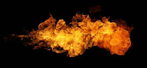 Tűz Égő Láng Fáklya Elszigetelt Fekete Alapon Grafikai Tervezés — Stock Fotó