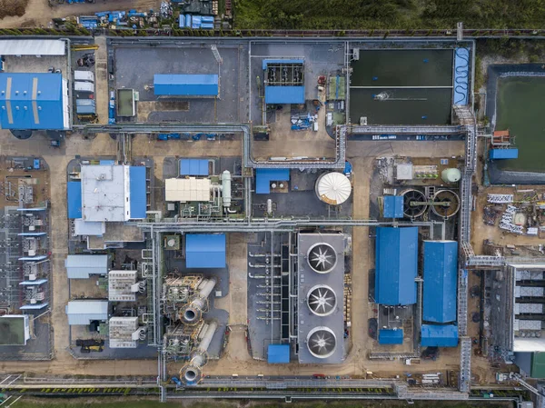Aerial View Gas Turbine Power Plant Factory Cooling System Fan — Zdjęcie stockowe
