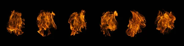 Fire Collection Set Flame Burning Isolated Dark Background Graphic Design — Foto Stock