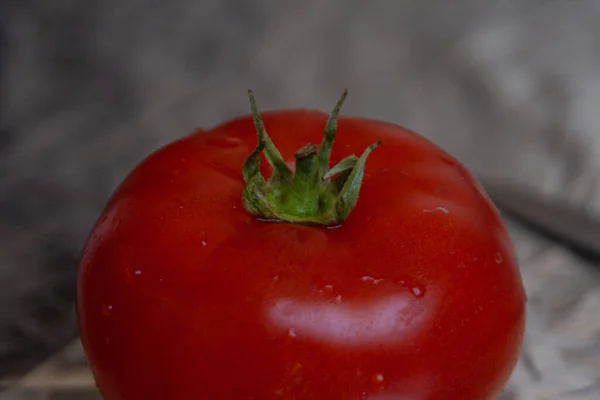 Photo Shows Tomato Silver Background — Stockfoto