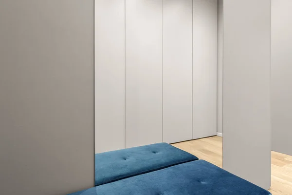 New empty modern closet wardrobe in grey shades