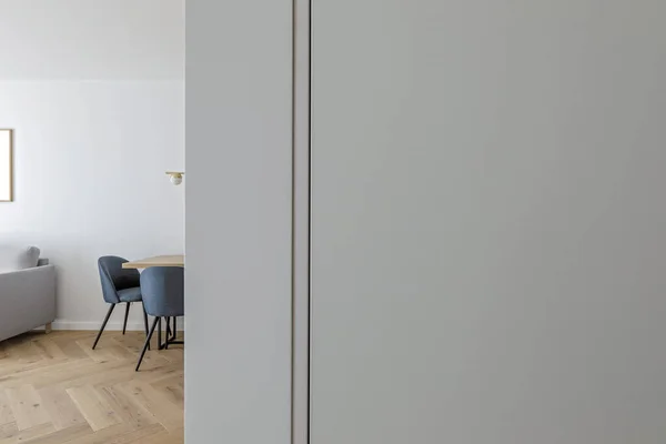 Modern Minimalist Kitchen Dining Room Interior Design Wooden Furniture Oak — Zdjęcie stockowe