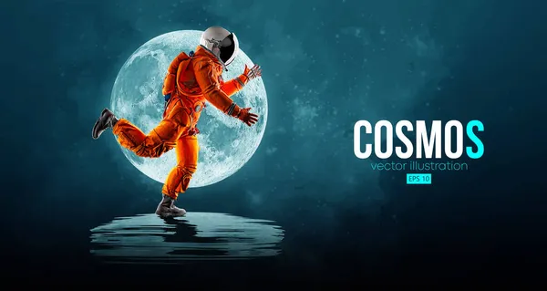 Astronauta dançante no fundo da lua e do espaço. Ilustração vetorial —  Vetores de Stock