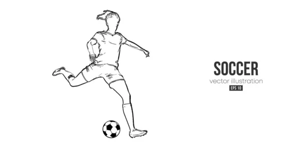 Fútbol futbolista mujer en acción aislado fondo blanco. Ilustración vectorial — Vector de stock