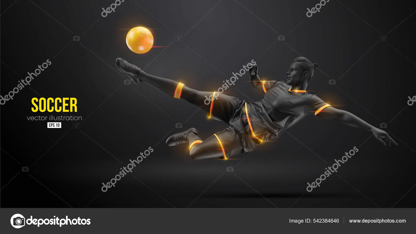 Fiery Soccer Player Isolated on Dark Background. the Concept of