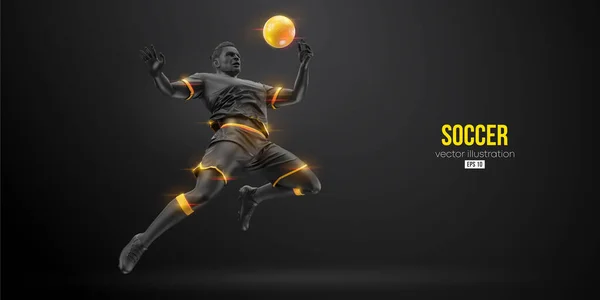 Futbolcu hareket halindeyken siyah arka planda kaldı. Vektör illüstrasyonu