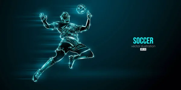 Futbolcu hareket halindeyken mavi arka planda kaldı. Vektör illüstrasyonu