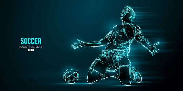Fútbol Futbolista Hombre Acción Aislado Fondo Azul Ilustración Vectorial — Vector de stock