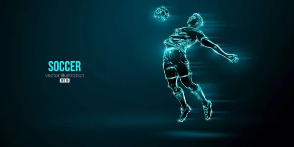 Futbolcu hareket halindeyken mavi arka planda kaldı. Vektör illüstrasyonu