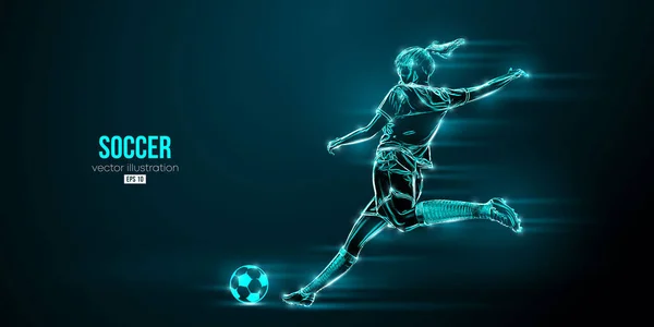Futbolcu kadın mavi arka planda. Vektör illüstrasyonu