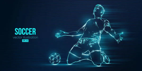Football Soccer Player Man Action Isolated Blue Background Vector Illustration — Stock Vector