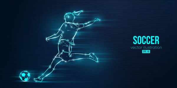 Futbolcu kadın mavi arka planda. Vektör illüstrasyonu