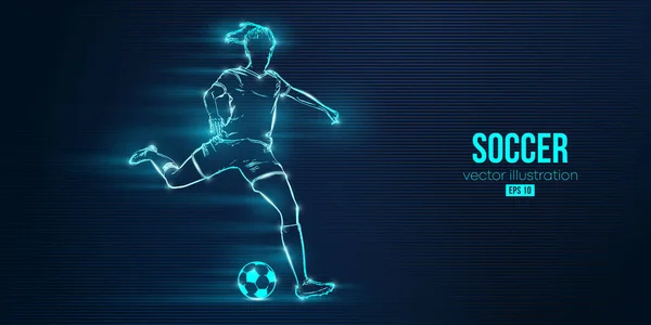 Futbolcu kadın mavi arka planda. Vektör illüstrasyonu