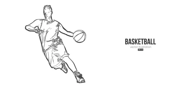 Abstraktní basketbalista muž v akci izolované bílé pozadí. Vektorová ilustrace — Stockový vektor