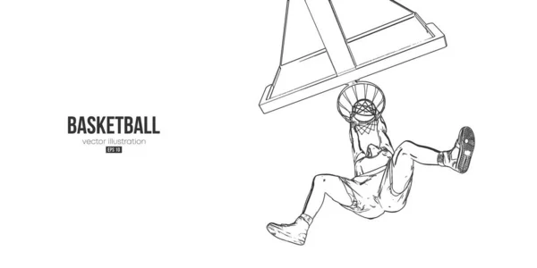 Abstracto jugador de baloncesto hombre en acción aislado fondo blanco. Ilustración vectorial — Vector de stock