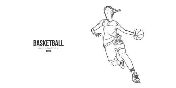 Αφηρημένη μπασκετμπολίστας γυναίκα σε δράση απομονωμένη λευκό φόντο. Εικονογράφηση διανύσματος — Διανυσματικό Αρχείο