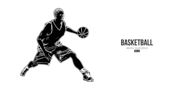 Abstract Basketbalspeler Man Actie Geïsoleerde Witte Achtergrond Vectorillustratie — Stockvector