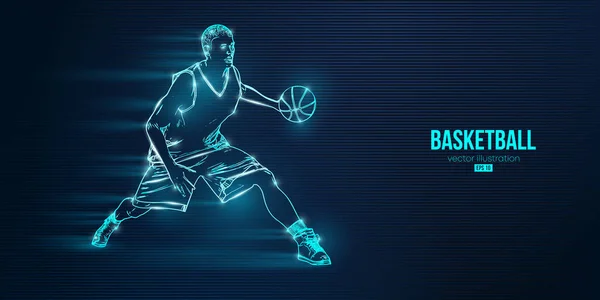 Αφηρημένη Σιλουέτα Ενός Μπασκετμπολίστα Δράση Απομονωμένο Μπλε Φόντο Εικονογράφηση Διανύσματος — Διανυσματικό Αρχείο