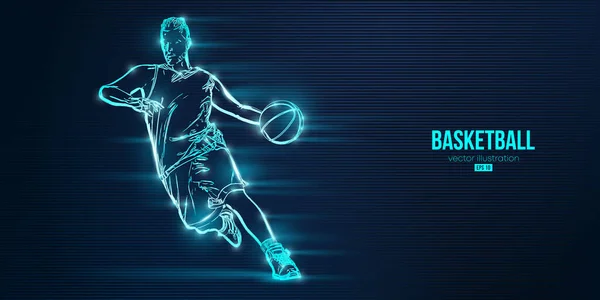 Abstraktní Silueta Basketbalista Muž Akci Izolované Modré Pozadí Vektorová Ilustrace — Stockový vektor